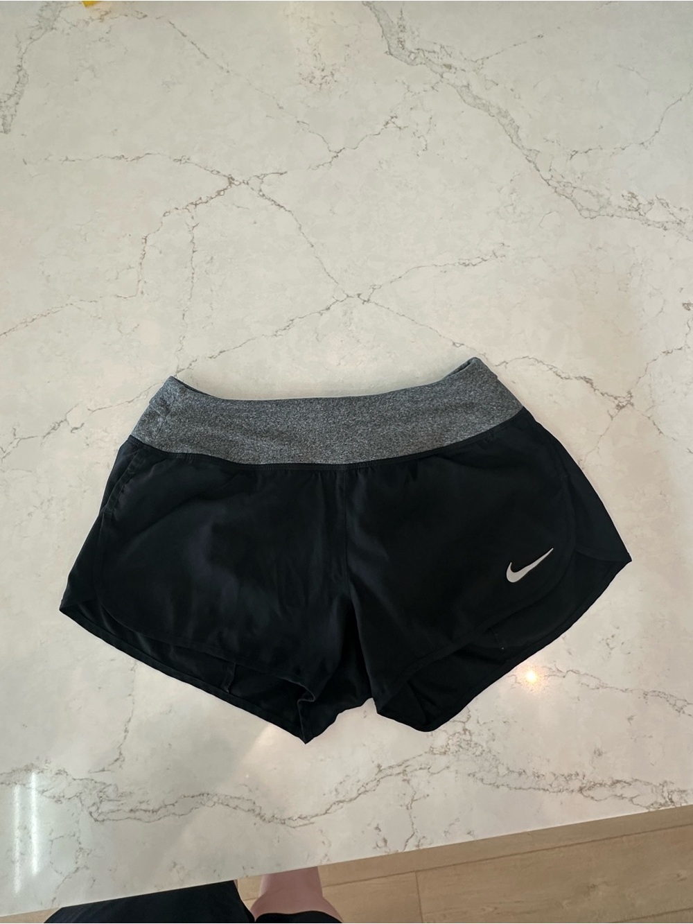 Nike Women’s Black Athletic Shorts with Gray Waistband